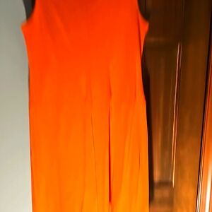 Stylish Orange Sleeveless Sheath Dress
